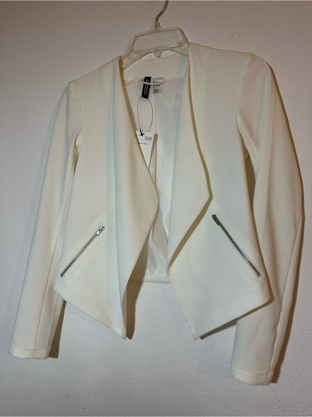 H&M White Cropped Open-Front Blazer Jacket - Picture 4 of 9